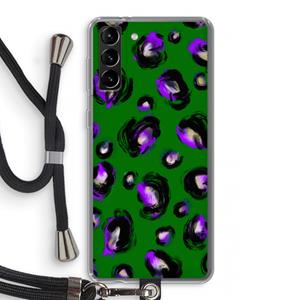 CaseCompany Green Cheetah: Samsung Galaxy S21 Plus Transparant Hoesje met koord