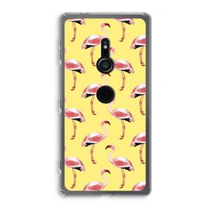 CaseCompany Flamingo's geel: Sony Xperia XZ2 Transparant Hoesje