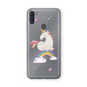 CaseCompany Regenboog eenhoorn: Samsung Galaxy A11 Transparant Hoesje