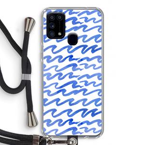 CaseCompany Blauwe golven: Samsung Galaxy M31 Transparant Hoesje met koord