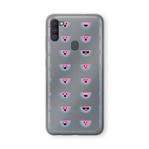 CaseCompany Smiley watermeloenprint: Samsung Galaxy A11 Transparant Hoesje