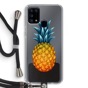 CaseCompany Grote ananas: Samsung Galaxy M31 Transparant Hoesje met koord