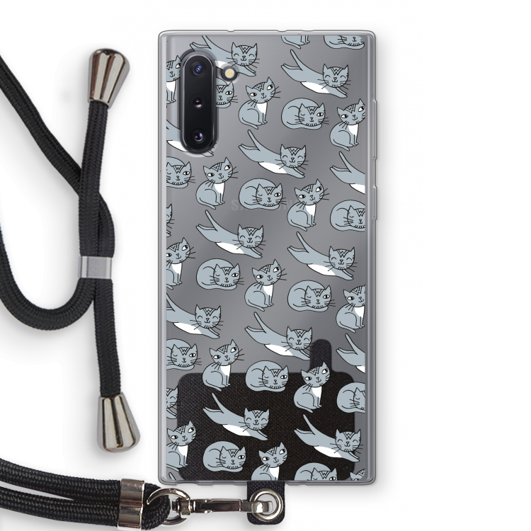 CaseCompany Poezen: Samsung Galaxy Note 10 Transparant Hoesje met koord