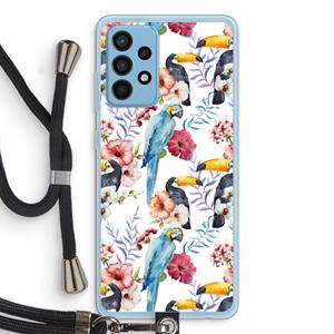 CaseCompany Bloemen tukan: Samsung Galaxy A52 Transparant Hoesje met koord