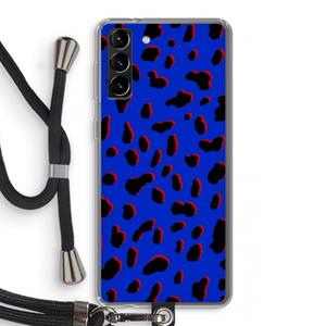 CaseCompany Blue Leopard: Samsung Galaxy S21 Plus Transparant Hoesje met koord