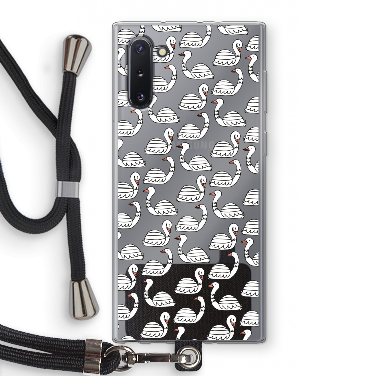 CaseCompany Zwanen: Samsung Galaxy Note 10 Transparant Hoesje met koord
