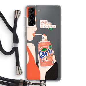 CaseCompany Peach please!: Samsung Galaxy S21 Plus Transparant Hoesje met koord