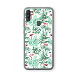 CaseCompany Flamingo bladeren: Samsung Galaxy A11 Transparant Hoesje