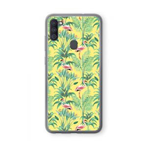 CaseCompany Flamingo party: Samsung Galaxy A11 Transparant Hoesje