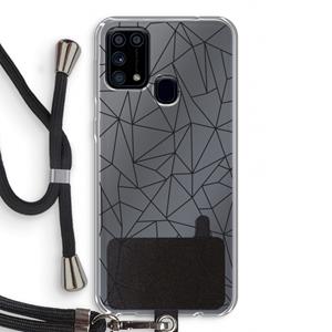 CaseCompany Geometrische lijnen zwart: Samsung Galaxy M31 Transparant Hoesje met koord