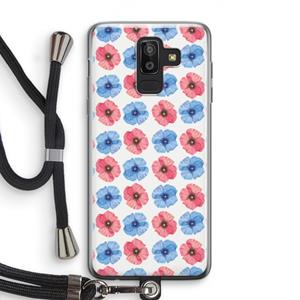 CaseCompany Klaproosjes: Samsung Galaxy J8 (2018) Transparant Hoesje met koord
