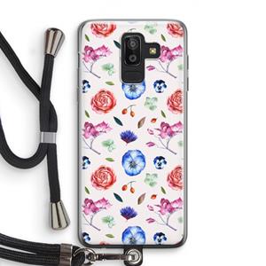 CaseCompany Bloemetjes: Samsung Galaxy J8 (2018) Transparant Hoesje met koord