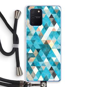 CaseCompany Gekleurde driehoekjes blauw: Samsung Galaxy Note 10 Lite Transparant Hoesje met koord