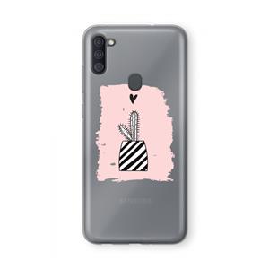 CaseCompany Zwart-wit cactus: Samsung Galaxy A11 Transparant Hoesje