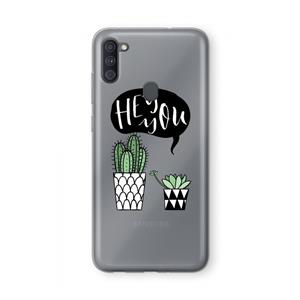 CaseCompany Hey you cactus: Samsung Galaxy A11 Transparant Hoesje