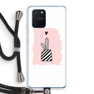 CaseCompany Zwart-wit cactus: Samsung Galaxy Note 10 Lite Transparant Hoesje met koord