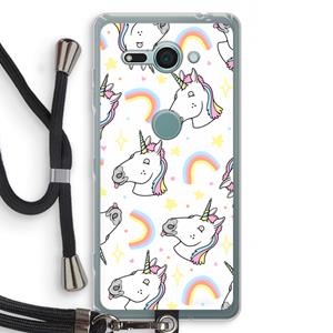 CaseCompany Rainbow Unicorn: Sony Xperia XZ2 Compact Transparant Hoesje met koord