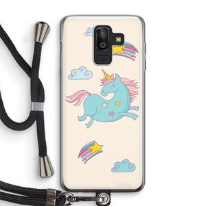 CaseCompany Vliegende eenhoorn: Samsung Galaxy J8 (2018) Transparant Hoesje met koord