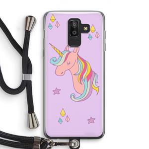CaseCompany Roze eenhoorn: Samsung Galaxy J8 (2018) Transparant Hoesje met koord