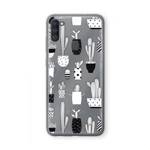 CaseCompany Cactusmotief: Samsung Galaxy A11 Transparant Hoesje