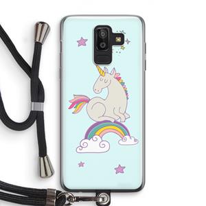 CaseCompany Regenboog eenhoorn: Samsung Galaxy J8 (2018) Transparant Hoesje met koord