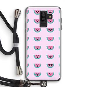 CaseCompany Smiley watermeloenprint: Samsung Galaxy J8 (2018) Transparant Hoesje met koord