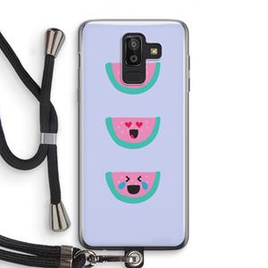 CaseCompany Smiley watermeloen: Samsung Galaxy J8 (2018) Transparant Hoesje met koord