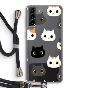CaseCompany Katten: Samsung Galaxy S21 Plus Transparant Hoesje met koord