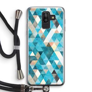 CaseCompany Gekleurde driehoekjes blauw: Samsung Galaxy J8 (2018) Transparant Hoesje met koord