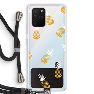 CaseCompany Ananasjes: Samsung Galaxy S10 Lite Transparant Hoesje met koord
