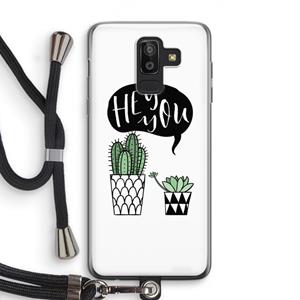 CaseCompany Hey you cactus: Samsung Galaxy J8 (2018) Transparant Hoesje met koord