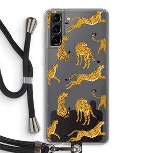 CaseCompany Luipaard: Samsung Galaxy S21 Plus Transparant Hoesje met koord