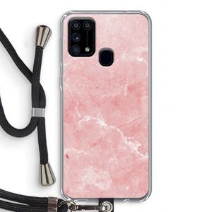 CaseCompany Roze marmer: Samsung Galaxy M31 Transparant Hoesje met koord