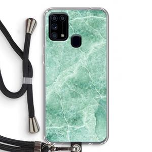 CaseCompany Groen marmer: Samsung Galaxy M31 Transparant Hoesje met koord