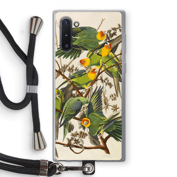 CaseCompany Carolinaparkiet: Samsung Galaxy Note 10 Transparant Hoesje met koord