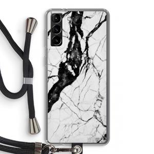 CaseCompany Witte marmer 2: Samsung Galaxy S21 Plus Transparant Hoesje met koord