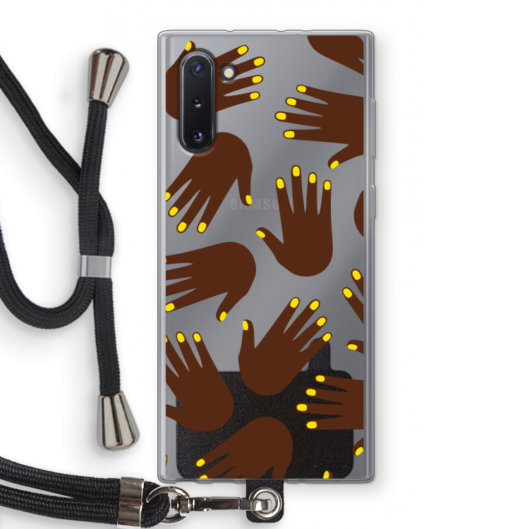 CaseCompany Hands dark: Samsung Galaxy Note 10 Transparant Hoesje met koord