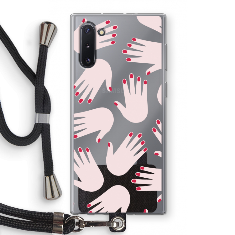 CaseCompany Hands pink: Samsung Galaxy Note 10 Transparant Hoesje met koord