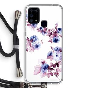CaseCompany Waterverf bloemen: Samsung Galaxy M31 Transparant Hoesje met koord