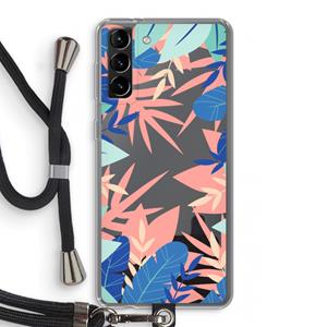 CaseCompany Tropisch: Samsung Galaxy S21 Plus Transparant Hoesje met koord