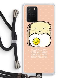 CaseCompany Sleep All Day: Samsung Galaxy S10 Lite Transparant Hoesje met koord