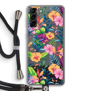 CaseCompany Tropisch 2: Samsung Galaxy S21 Plus Transparant Hoesje met koord