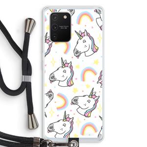 CaseCompany Rainbow Unicorn: Samsung Galaxy S10 Lite Transparant Hoesje met koord