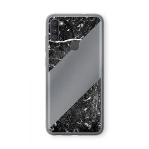 CaseCompany Zwart marmer: Samsung Galaxy A11 Transparant Hoesje