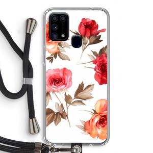 CaseCompany Roosjes: Samsung Galaxy M31 Transparant Hoesje met koord