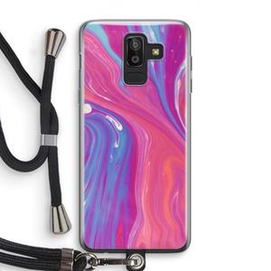 CaseCompany Paarse stroom: Samsung Galaxy J8 (2018) Transparant Hoesje met koord