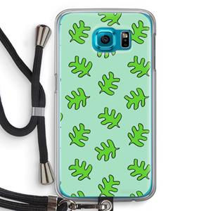CaseCompany Groene blaadjes: Samsung Galaxy S6 Transparant Hoesje met koord