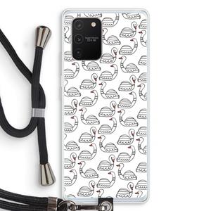 CaseCompany Zwanen: Samsung Galaxy S10 Lite Transparant Hoesje met koord