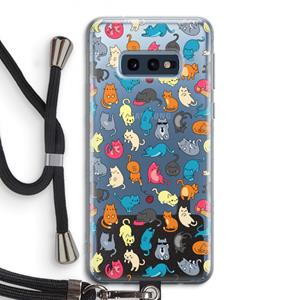 CaseCompany Kleurrijke katten: Samsung Galaxy S10e Transparant Hoesje met koord