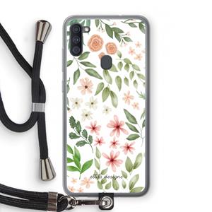 CaseCompany Botanical sweet flower heaven: Samsung Galaxy A11 Transparant Hoesje met koord